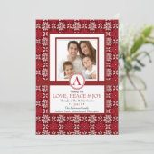 Stijlvolle Floral-kerstfotokaart rood Kaart (Staand voorkant)