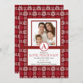 Stijlvolle Floral-kerstfotokaart rood Kaart (Voorkant / Achterkant)