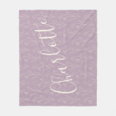 Stijlvolle Floral Line Art Specialized Dusty Lila Fleece Deken (Voorkant)