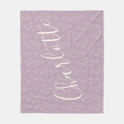 Stijlvolle Floral Line Art Specialized Dusty Lila Fleece Deken (Voorkant)