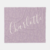 Stijlvolle Floral Line Art Specialized Dusty Lila Fleece Deken (Voorkant (Horizontaal))