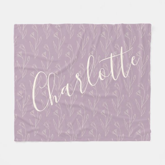Stijlvolle Floral Line Art Specialized Dusty Lila Fleece Deken (Voorkant (Horizontaal))