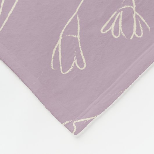 Stijlvolle Floral Line Art Specialized Dusty Lila Fleece Deken (Hoek)