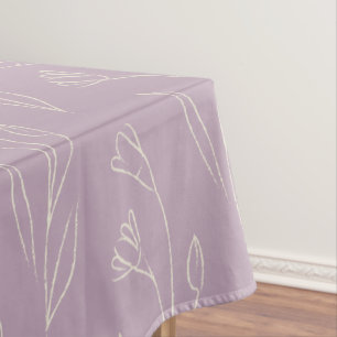 Stijlvolle Floral Line Art Tekening in Lila puin Tafelkleed