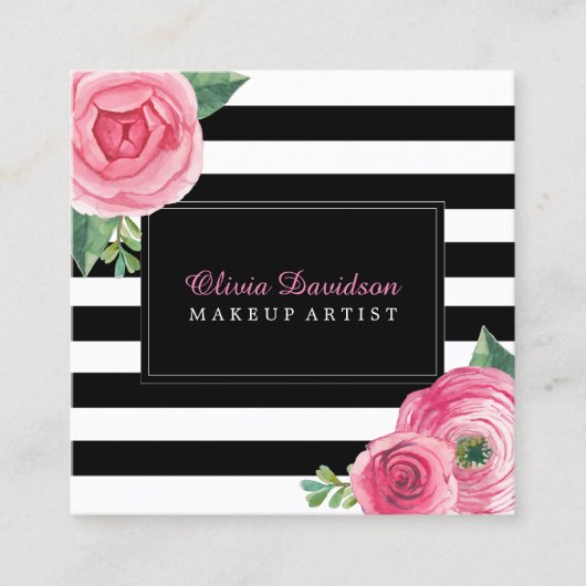 Stijlvolle Floral Makeup Artistische Visitekaartje (Voorkant)