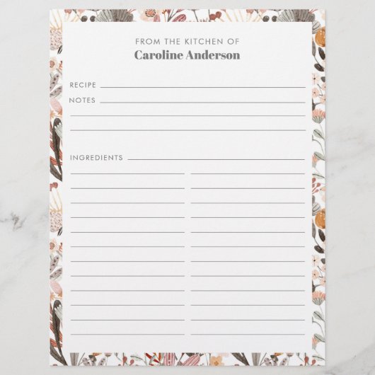 Stijlvolle Floral Neutrals Border Custom Recippage Flyer (Voorkant)