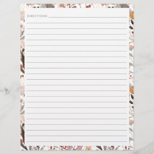 Stijlvolle Floral Neutrals Border Custom Recippage Flyer (Achterkant)