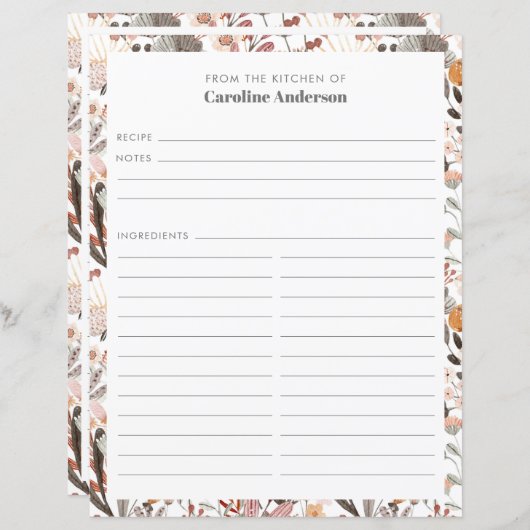 Stijlvolle Floral Neutrals  rand Recippage (Voorkant / Achterkant)