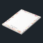 Stijlvolle Floral Pattern Persoonlijke naam Notitieblok<br><div class="desc">Een  modern botanisch patroon van een verscheidenheid aan schattige bloemen in mooie tinten van paars,  oranje en geel,  gepersonaliseerd met jouw naam. Neem contact met me op met vragen of verzoeken.</div>