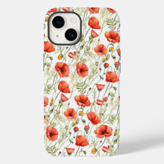 Stijlvolle Floral Poppies Waterverf Art Case-Mate iPhone Case (Achterkant)