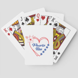 Stijlvolle Floral Puerto Rico Hart Illustratie Pokerkaarten