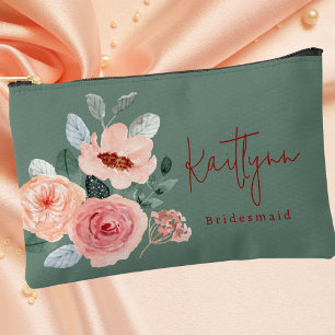 Stijlvolle Floral Sage Green & Oranje perzik scrip Etui