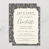 Stijlvolle Floral Simple Custom Graduparty Kaart (Voorkant / Achterkant)