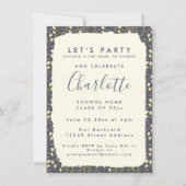 Stijlvolle Floral Simple Custom Graduparty Kaart (Voorkant)