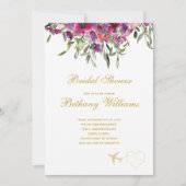 Stijlvolle Floral Travel Bridal Shower Kaart (Voorkant)