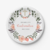 Stijlvolle Floral Wreath Confirmation Party Papieren Bordje (Voorkant)