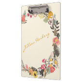 Stijlvolle Floral Wreath Personalized Calligrafie Klembord (Links)
