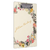 Stijlvolle Floral Wreath Personalized Calligrafie Klembord (Rechts)