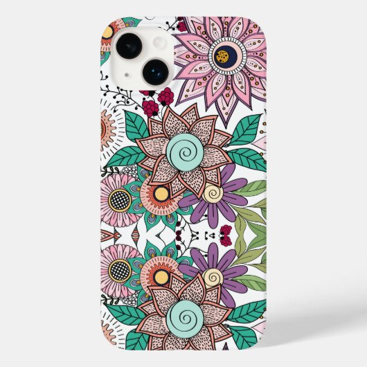 Stijlvolle florale doodles levendig design Case-Mate iPhone case (Achterkant)