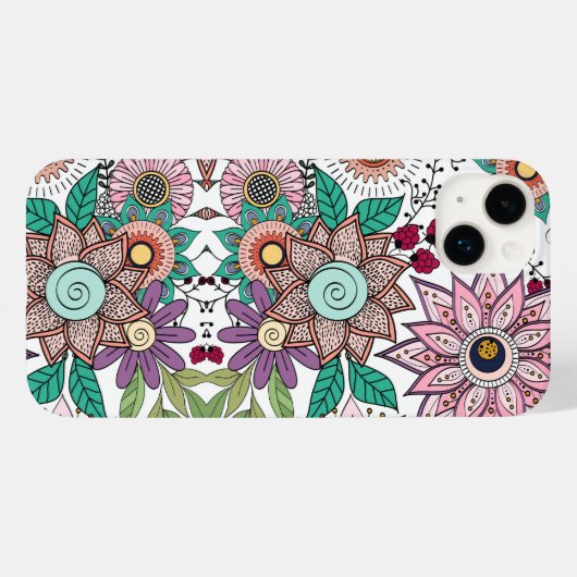 Stijlvolle florale doodles levendig design Case-Mate iPhone case (Achterkant (horizontaal))