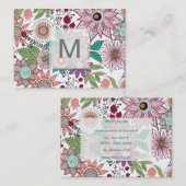 Stijlvolle florale doodles levendig design visitekaartje (Voorkant / Achterkant)