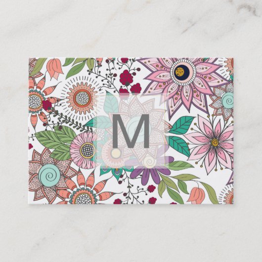 Stijlvolle florale doodles levendig design visitekaartje (Voorkant)