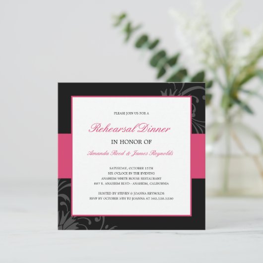 Stijlvolle Florale repetitie binnenuitnodiging (ro Kaart (Staand voorkant)