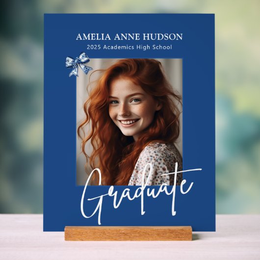 Stijlvolle foto blauw & wit Afstuderen Acryl Bord (Neutraal)