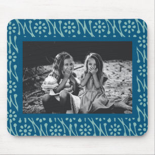 Stijlvolle Foto Blauwe Batik Bloemen Patroon Custo Muismat