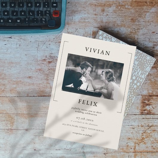 stijlvolle foto bruiloft uitnodiging