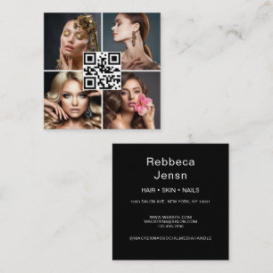 Stijlvolle foto collage chique make-up artist qr C Vierkante Visitekaartje