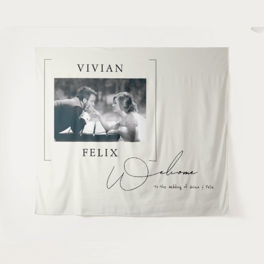  Stijlvolle Foto Huwelijk Welkom Wandkleed (Voorkant (horizontaal))