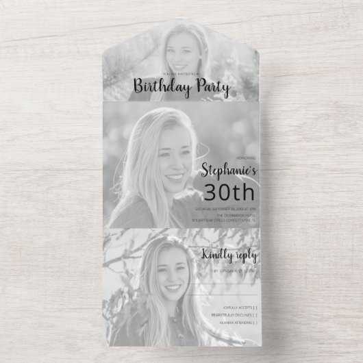 Stijlvolle foto in één dag all in one uitnodiging (Binnen)