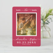 Stijlvolle foto met briefing minimalistische magen save the date (Staand voorkant)