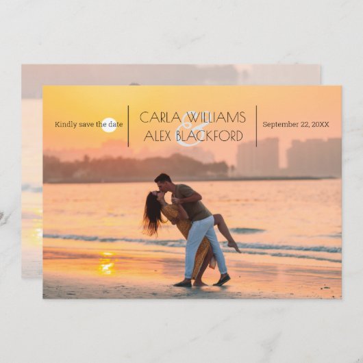 Stijlvolle foto moderne bruiloft bespaart datum save the date (Voorkant / Achterkant)