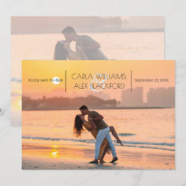 Stijlvolle foto moderne bruiloft bespaart datum save the date