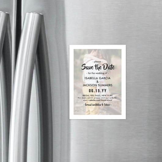 Stijlvolle foto Overlay Modern Weddenschap Opslaan Magnetische Uitnodiging