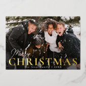 Stijlvolle foto Prettig kerstfeest Folie kerstkaar Folie Feestdagenkaart (Voorkant)