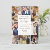 stijlvolle foto ' s 8 collage bruine bruiloft kaart (Staand voorkant)