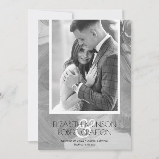 Stijlvolle foto van Black White Save the Date (Voorkant)