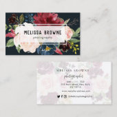 stijlvolle foto van florenblauw burgundy visitekaartje (Voorkant / Achterkant)