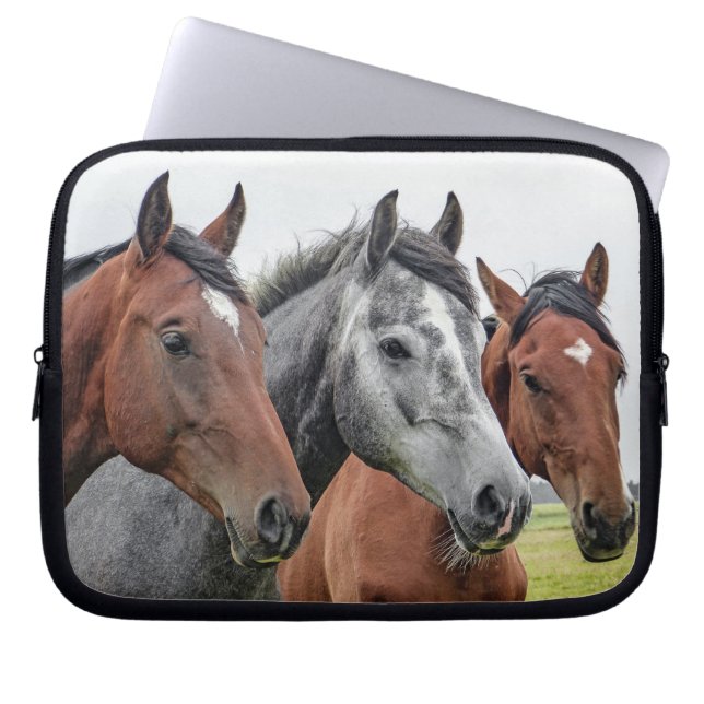 stijlvolle foto van paarden laptop sleeve (Voorkant)