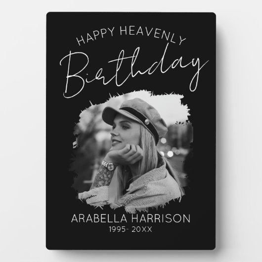 Stijlvolle foto verjaardag gedenkteken fotoplaat (voorkant)