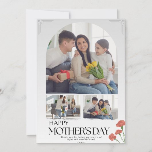 Stijlvolle fotocollage Elegante Happy moederdag Feestdagenkaart (Voorkant)