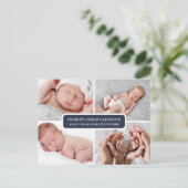 Stijlvolle fotocollage geboorte aankondiging briefkaart (Staand voorkant)