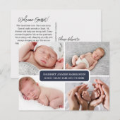 Stijlvolle fotocollage geboorte aankondiging briefkaart (Voorkant / Achterkant)