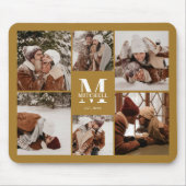 Stijlvolle Fotocollage Gepersonaliseerde Monogram  Muismat (Voorkant)