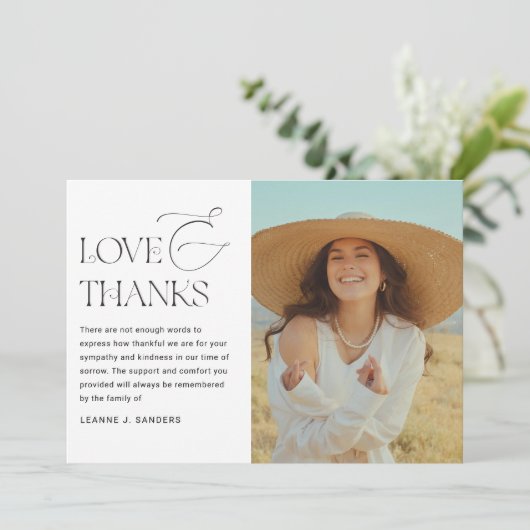 Stijlvolle fotocollage in liefdevolle herinnering bedankkaart (Staand voorkant)
