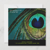 Stijlvolle fotografie Peacock Feather Party nodigt Kaart (Achterkant)