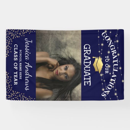 Stijlvolle fotoklasse van Afstuderen deur 2025 Spandoek (Horizontaal)